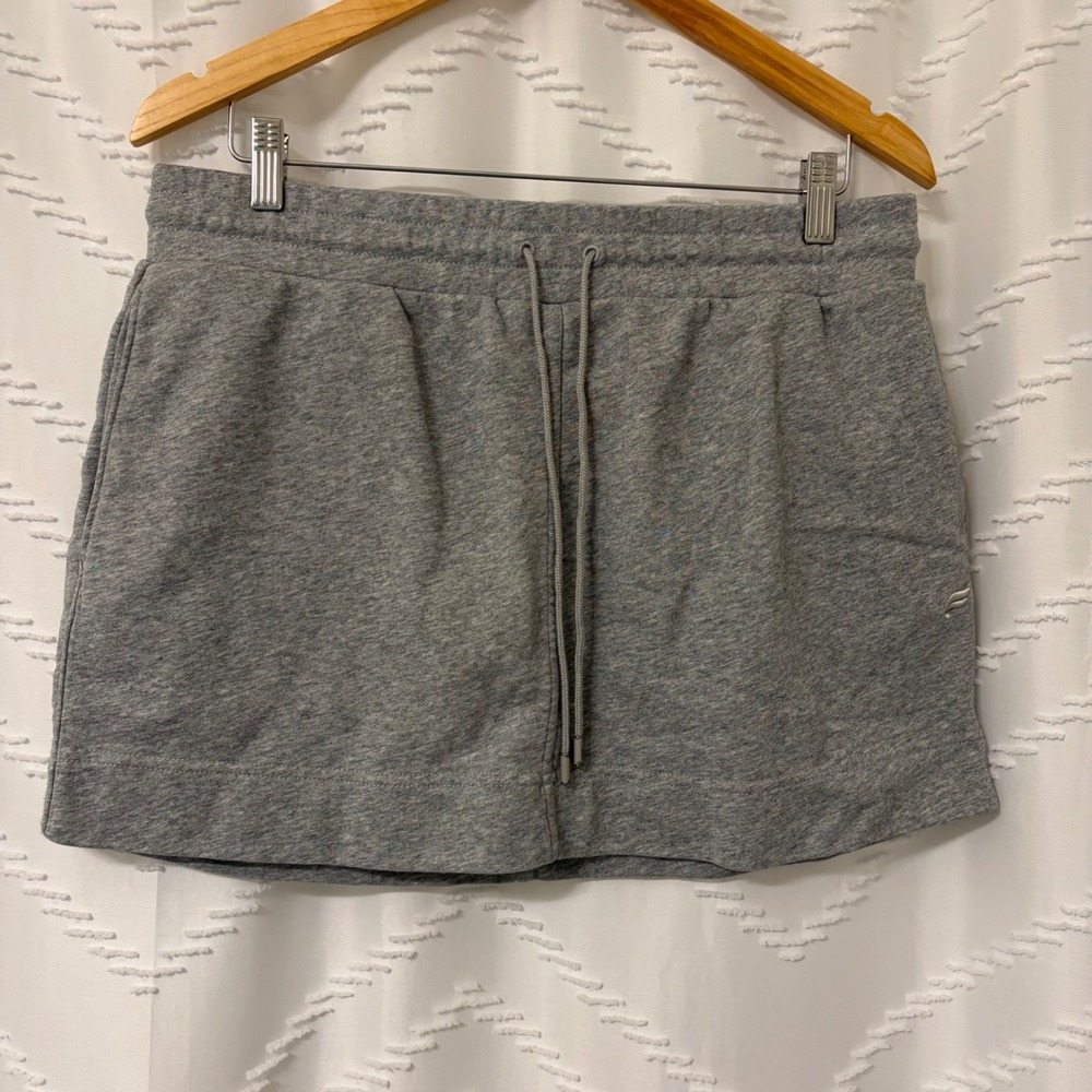 Fabletics Womens Gray Heathered Drawstring French Terry Mini Skirt Size L